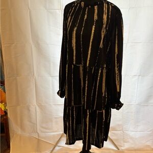 LuLaRoe Annabelle Black and Cream Long Sleeve Dress